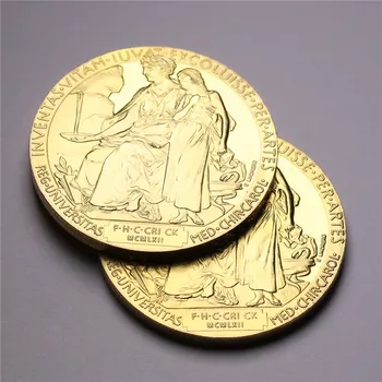  Nobel Moeda de Ouro 24k banhado a Ouro Comemorativa Réplica de Moeda Medalhas de Ouro Estrangeiras Coleção de moedas de Presente