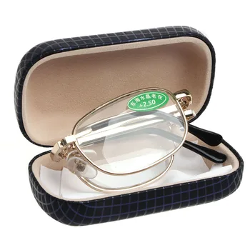  2022 Novo 1PC Mini Dobrável de Metal Full Frame de Óculos de Leitura Caso de Óculos de +1,00 a +4.00