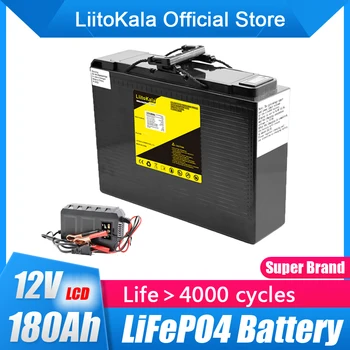  LiitoKala de 12,8 v 180AH bateria lifepo4 com 150A BMS 12V 180Ah bateria para RV Xenon luz Solar, armazenamento de energia do Inversor
