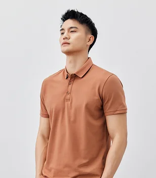  W2908-Homens casual manga curta camisa polo masculina verão nova cor sólida meia manga Lapela T-shirt.