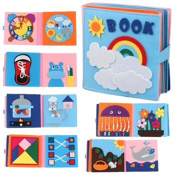  Montessori Bebê Ocupado Brinquedos De Feltro De Pano Livro Crianças Precoce De Ensino Básico De Vida Habilidade De Ensino Brinquedos Laváveis Crianças Ocupado Conselho