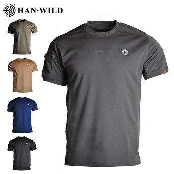  Homens Tático T-Shirts Roupas De Caça Militar De Caminhada Tee Combater A Camisa Do Exército Seca Rápido, Curto Camisas Respirável Pesca Camisa