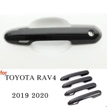  Chrome Preto Brilhante, Porta do Carro Lidar com Decoração de Capa de Conjunto de Guarnição para Toyota RAV4 R AV4 XA50 2019~2020 2023 Adesivo Tampa Acessórios