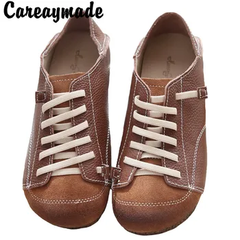  Careaymade-Retro couro Genuíno único sapatos confortáveis,de pé, abrangendo,cabeça redonda de fundo plano sapatos casuais,simples sapatos femininos