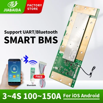  JBD Inteligente Bms 4S 12V Livres Bluetooth 100A 150A Mesma Porta Balance Board, com Aquecimento Para a Bateria de Lítio do Inversor Fonte de Alimentação 12V