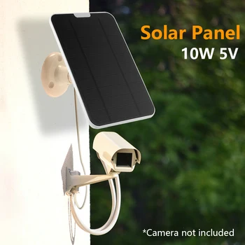  Painel Solar Carregador de Bateria Solar 10W 5V com Micro USB para Ligar a Câmera IP para Arlo Câmara/Eufy de Segurança, Campainha sem Fio, etc.
