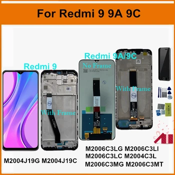  Tela de LCD Para Redmi 9 M2004J19G M2004J19C Tela LCD Touch screen Digitalizador Assembly Com Moldura Para Redmi 9A 9C Display LCD