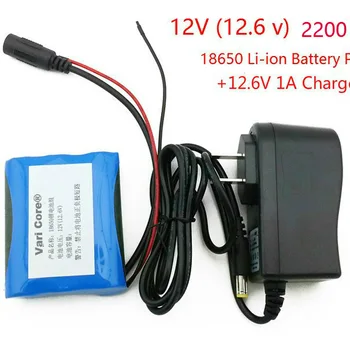  12 V 2600 mAh 18650 Li-ion bateria Recarregável para Câmera de CCTV baterias + 12,6 V 1 Carregador
