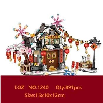  1240 LOZ mini Blocos de Crianças Tijolos para Construção de Meninas Brinquedos Casa Chinesa, Presente de Ano Novo Decoração de Casa