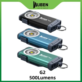  WUBEN G2-Tipo C Recarregável Luz do Keychain do 500Lumens Feixe de Distância 47Meters Construído na bateria Magnética cauda Mini Lanterna