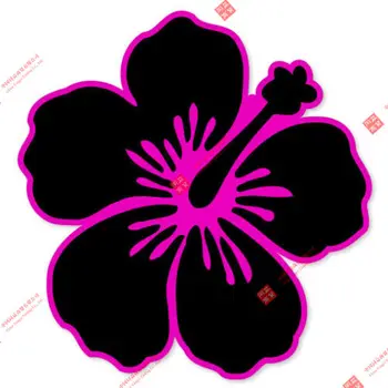  Flor de hibisco Preto-e-Carro-de-Rosa Adesivo Janela de Decalque de Corrida de Adesivos