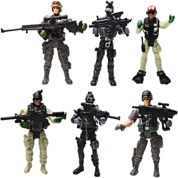  6Pcs Soldado Figura de Ação do Brinquedo Homens do Exército com Acessórios de Armas Equipe da SWAT Figura Militar Playset de Meninos Meninas rapazes raparigas Crianças