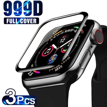  3pcs 9d curva de fibra de vidro para a apple veja 7 série 45mm película protetora iwatch 7 eu watch7 41 45 41 mm smartwatch accessoires