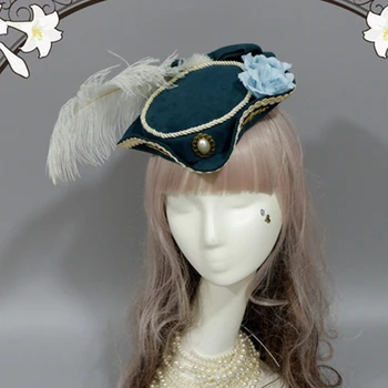  Real Francesa Mulheres Palácio Lolita Capacete Renascimento Tribunal Mini Flat Top Hat Fedora Cosplay Acessórios