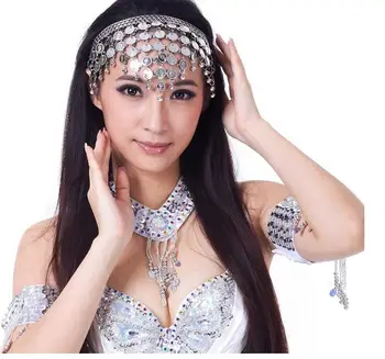  1pcs/lote de Dança do Ventre, a Cabeça do traje de Cadeias de moeda cabeça Imitar a Decoração do Diamante Dança Jóias e acessórios para o cabelo