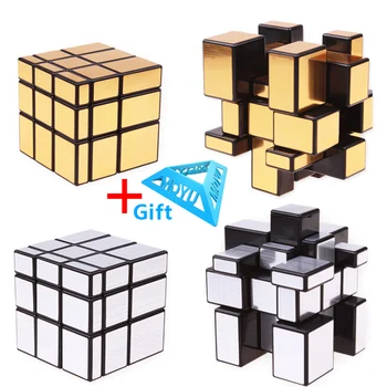  Espelho Cubo 3x3 cubo mágico, Revestidos de Puzzle Profissional de Velocidade, cubos Mágico Educação de Brinquedos Para Crianças Espelho Cubos